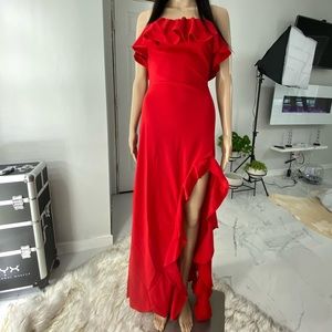 Red summer slit dress